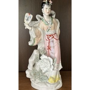 Vintage Porcelain Chinese Geisha Statue 13”